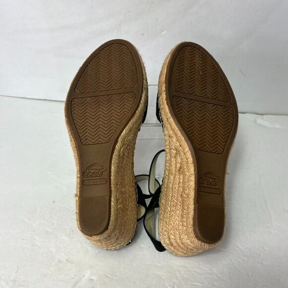 Abeo Sandals Womens Dahlia Spadrilles Wedges Black Size 7 Ankle Strap Buckle - Picture 11 of 13